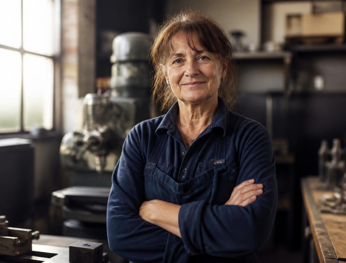 Business owner standing in her manufacturing workshop